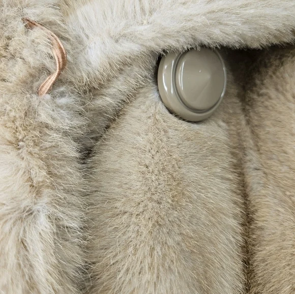 Vintage 60s Grandella tan heavy classic faux fur coat pockets satin lined sz 10 - Picture 6 of 16